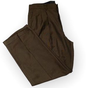 Clairborne Mens brown pleated Trousers dress pants 38x32